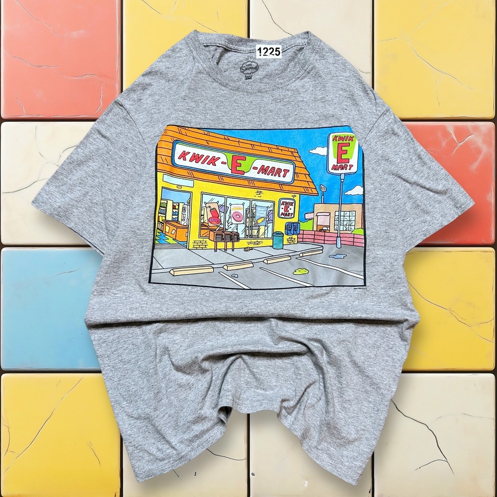 VTG The Simpsons Kwik-E-Mart Tee‎ Y2K Men S Gray Promo Cartoon Photo TV Shirt